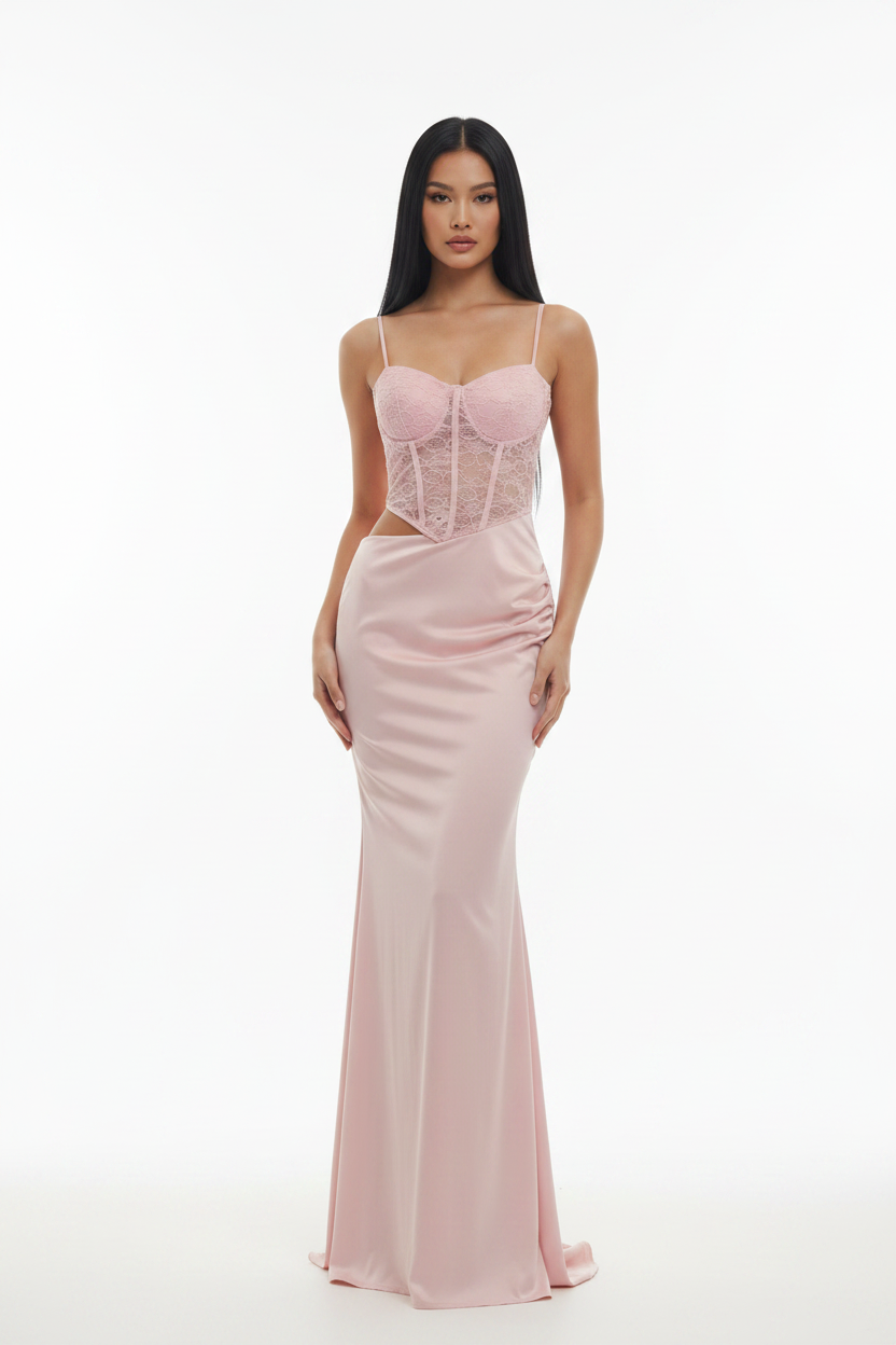Blush Pink Dress - One Side Corset Opening