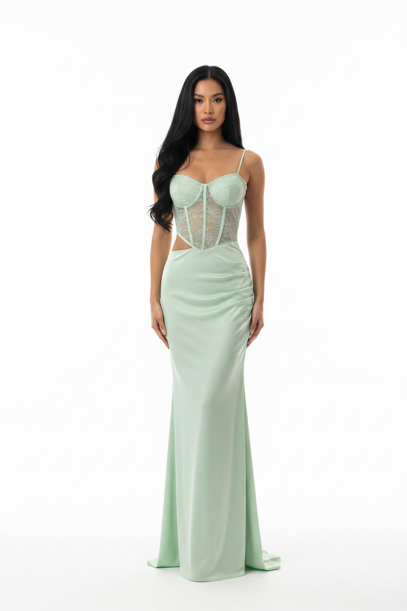 Front View - Pistachio Dress on Model