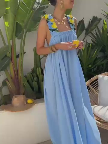 Lemon Floral Maxi Dress