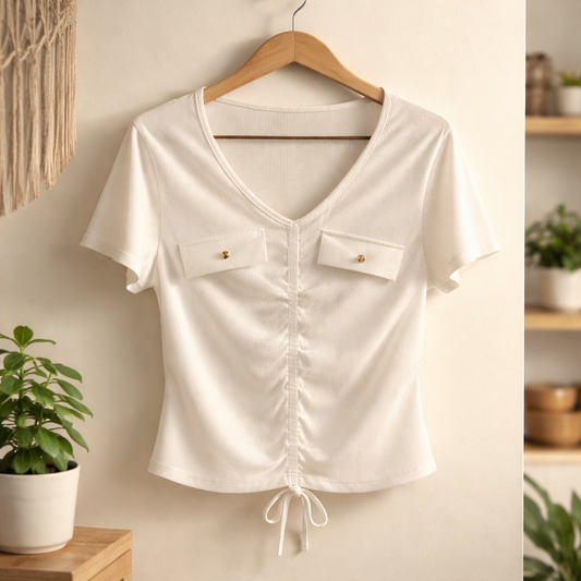 Short Sleeve V-neck Top
