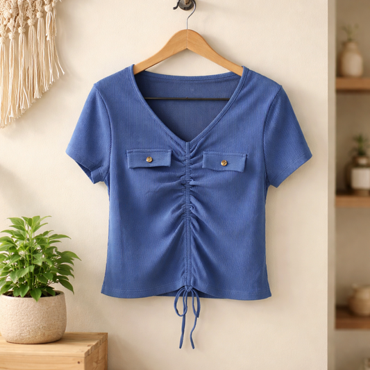 Short Sleeve V-neck Top
