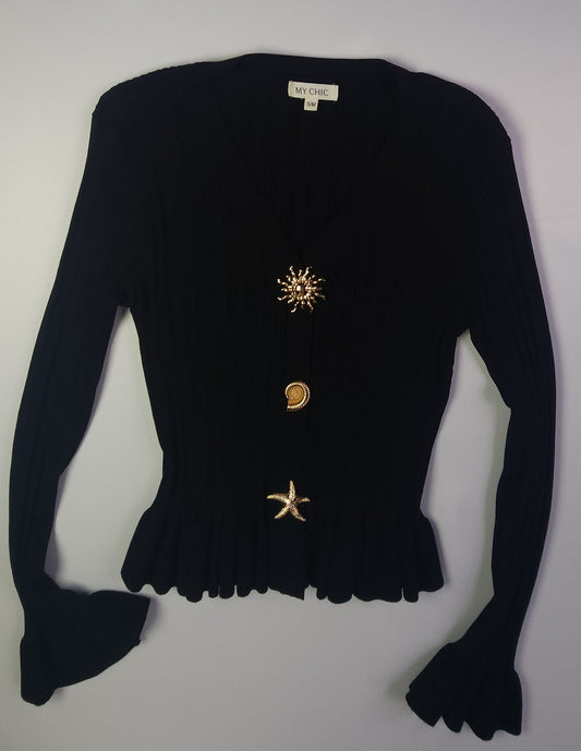 Long Black stretch blouse