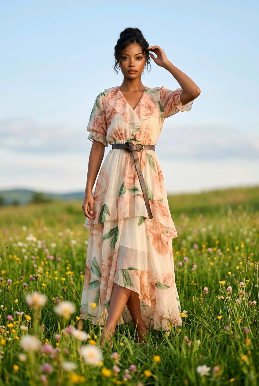 Long floral dress for women
