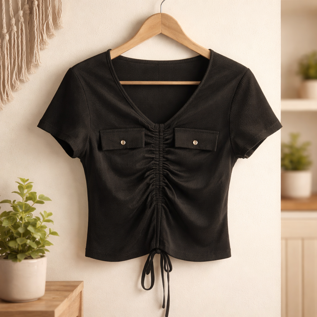 Short Sleeve V-neck Top