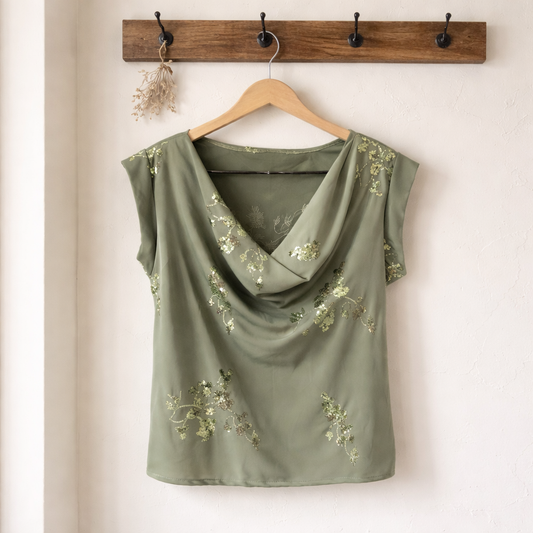 Satin Top With Strace Design