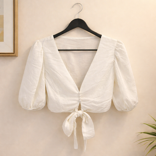 Linen crop top for women
