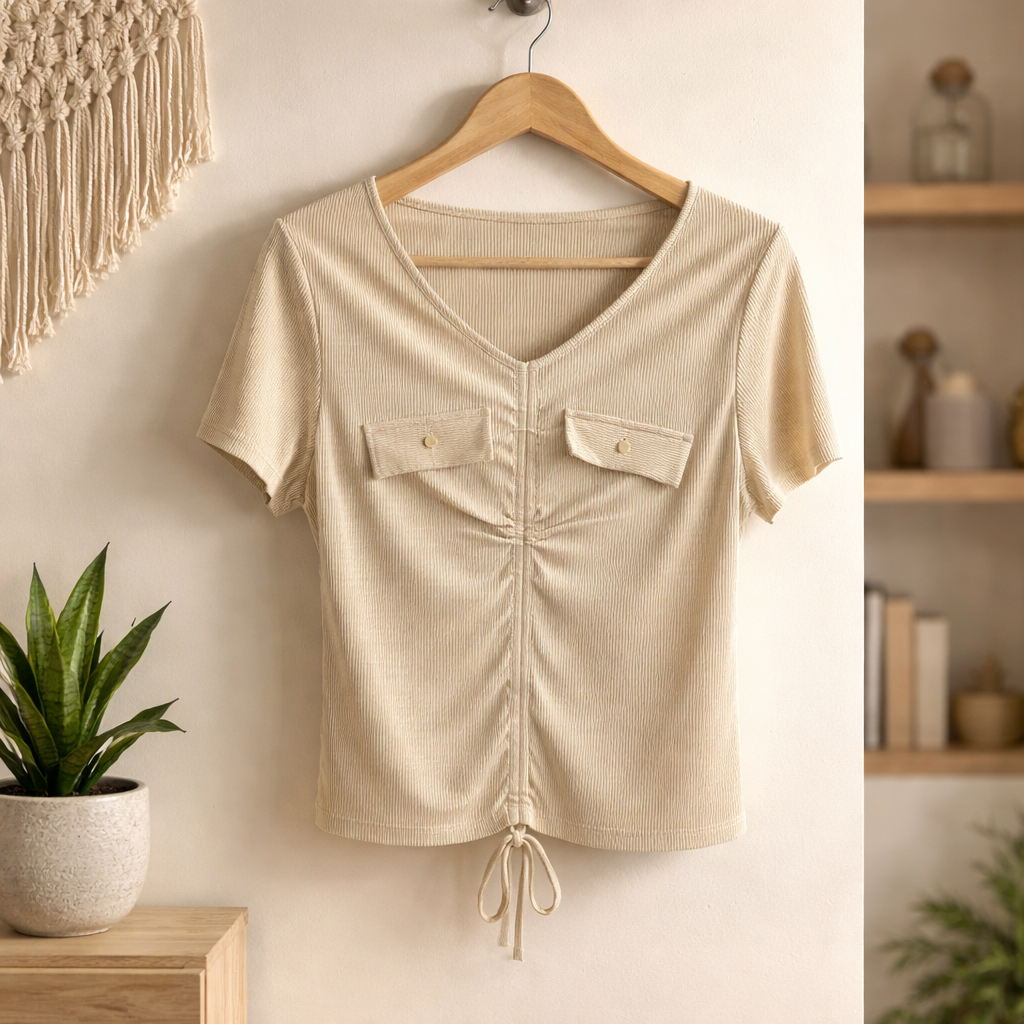 Short Sleeve V-neck Top