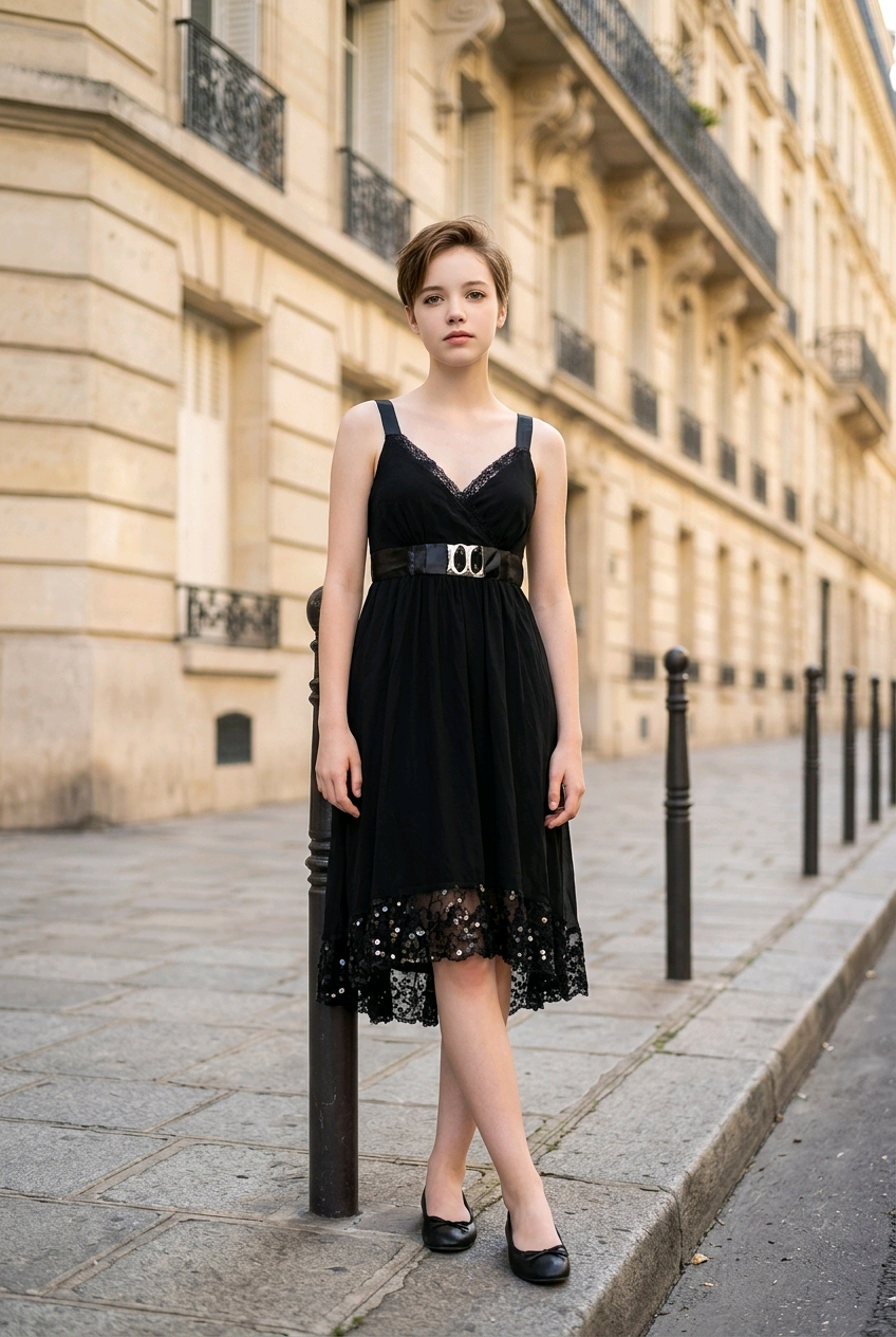 Knee-Length Tulle Bretelle Dress with Strass