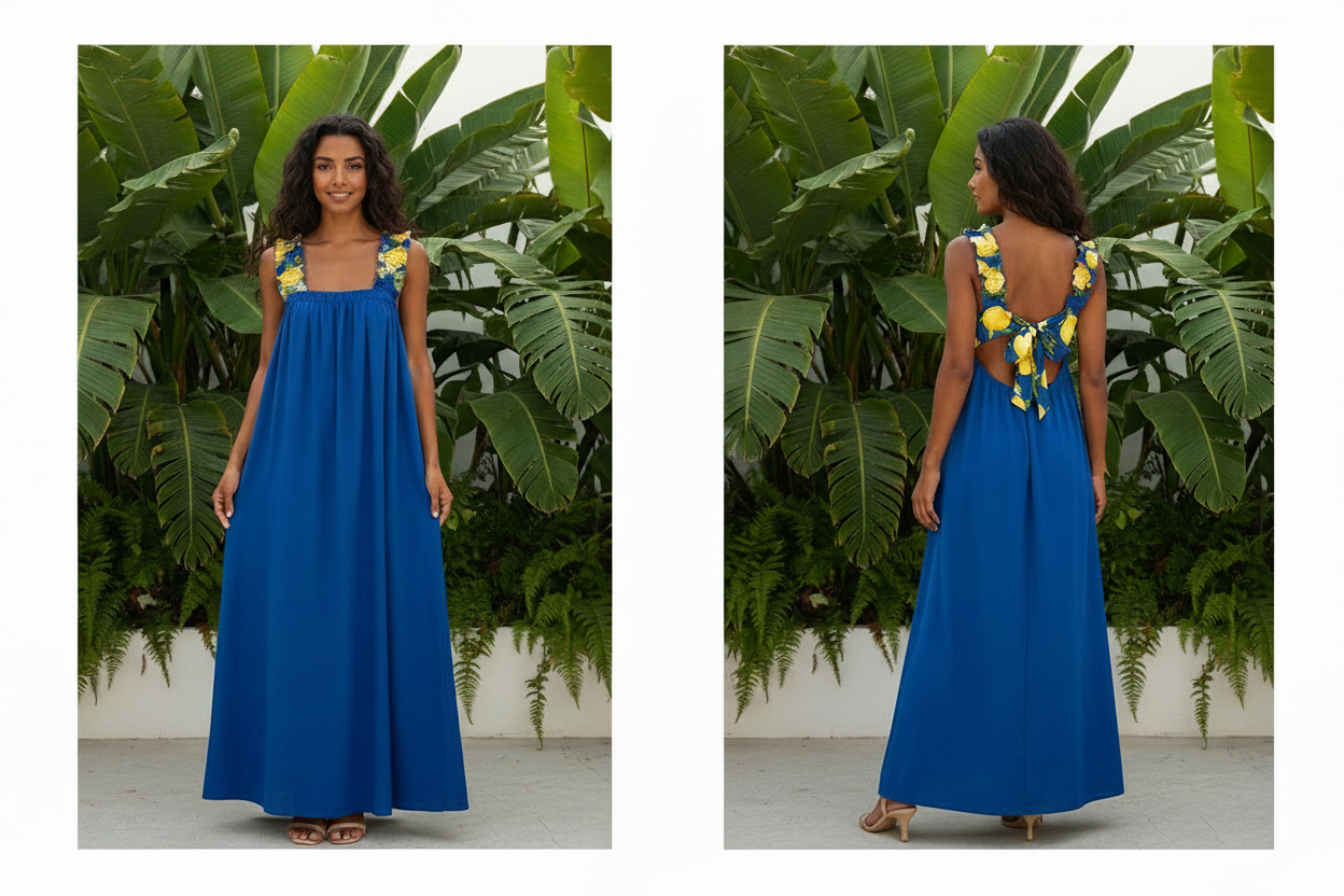 Royal Blue dress front and back