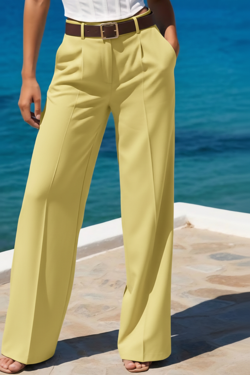 Yellow Belted Trousers on Model