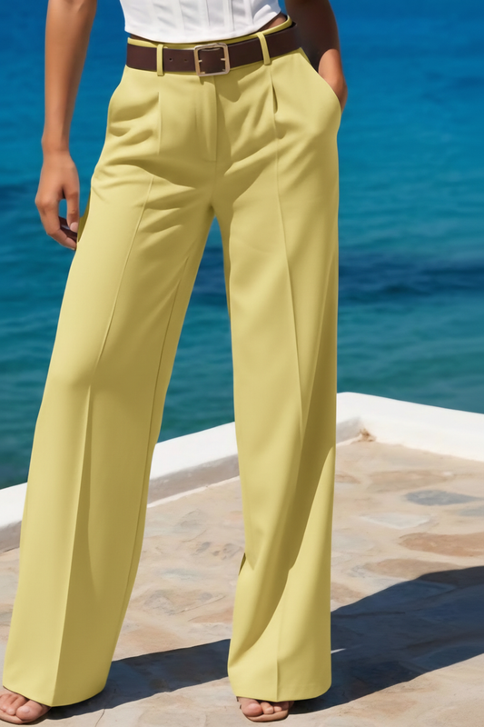 Yellow Belted Trousers on Model